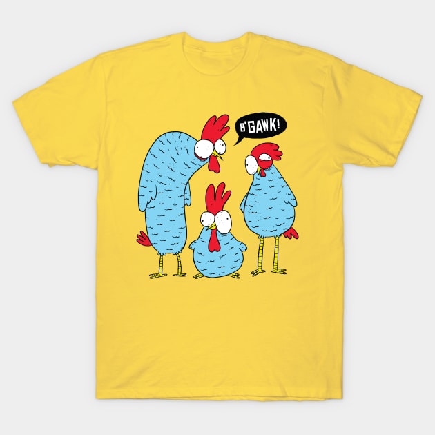 Three Goofy Chickens T-Shirt by Threadded